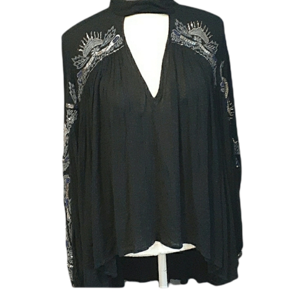 Free people black tunic top size medium